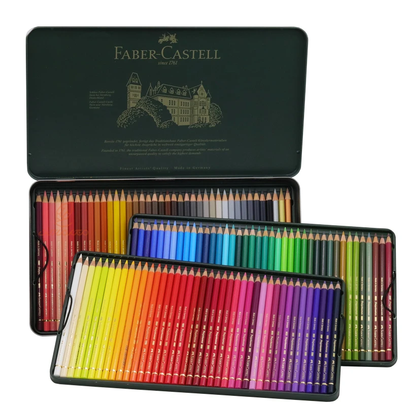 مداد رنگی 120 رنگ پلی کروموس جعبه فلزی فابرکاستل اصل