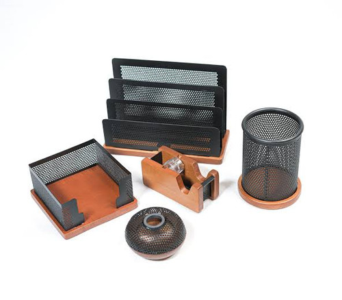 ست رومیزی 8 تکه چوب و فلز با کازیه مدیر