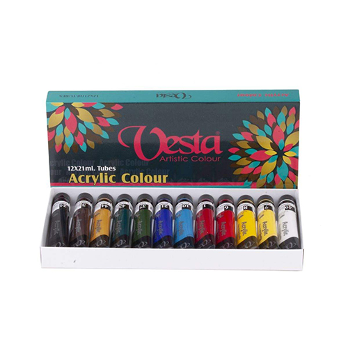 رنگ‌ اکریلیک 12 رنگ وستا | مشخصات، قیمت و خرید