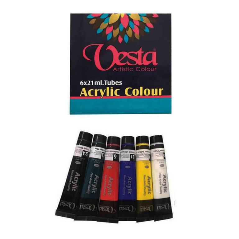 رنگ‌ اکریلیک 6 رنگ وستا Vesta 21ml