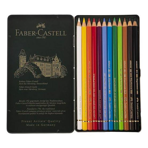 مداد رنگی 12 رنگ پلی کروموس جعبه فلزی فابرکاستل